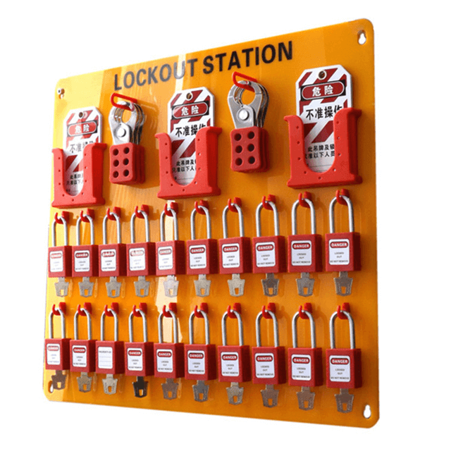 Amarillo 10 candados portátiles de seguridad de seguridad de la estación de etiqueta